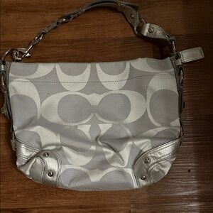 Coach Gray and Silver Shoulder Bag